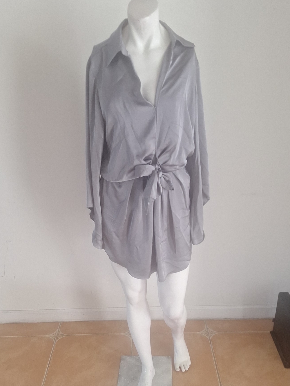 Ramy Brook Minimalist Sexy Chic Silver-Gray Mini Dress Sz M Nwt